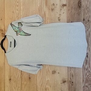 Kiki Gray Dress Embroidered Sequin Bird Size Medium